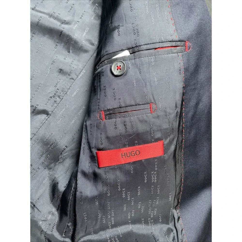 HUGO BOSS Aeron1 Hamen1 36R  Wool Deep Navy Super 130 Blazer Pockets sown